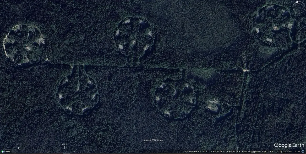 Спутниковый снимок заброшенной позиции ЗРК «Даль»