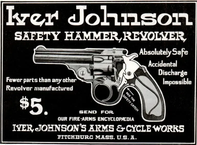 Одно из рекламных объявлений посвященное револьверу «Safety Automatic», 1904 г.