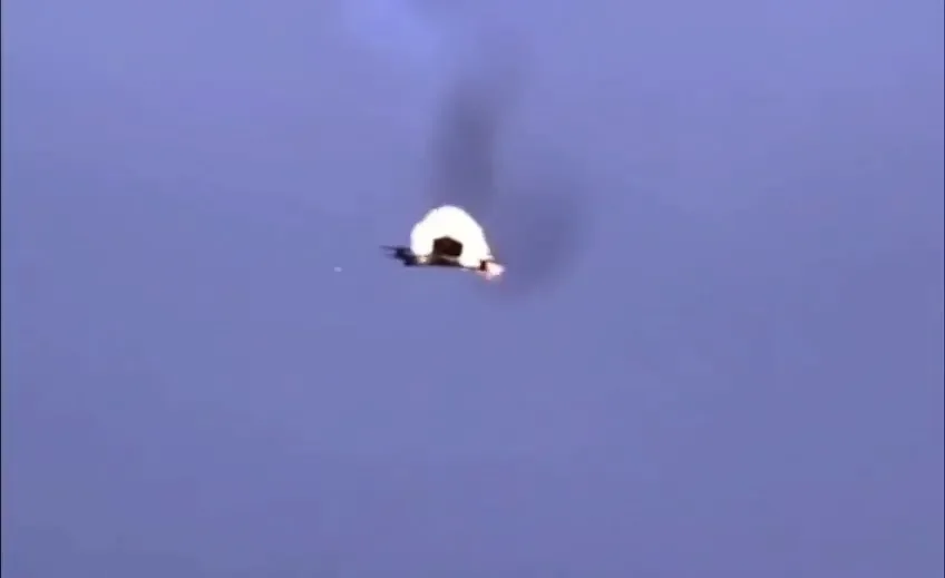 Поражение БПЛА с возгоранием аккумулятора