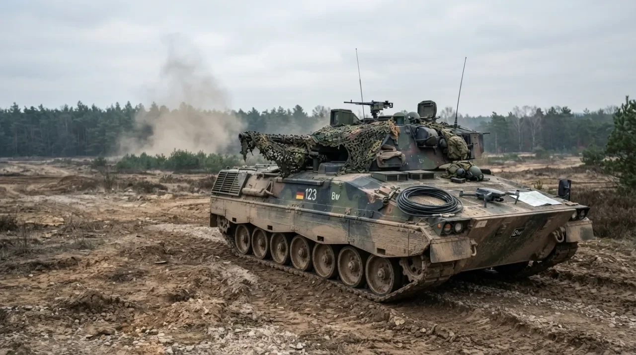 Беспилотники и военная техника на полигоне