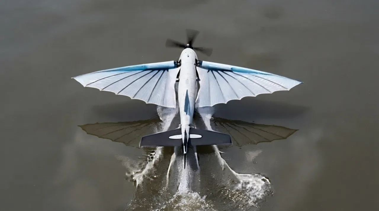 Летающая подлодка над водой